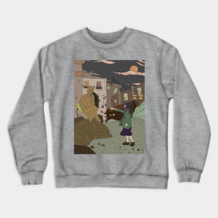 The girl who offers a cigarette to the monument Crewneck Sweatshirt